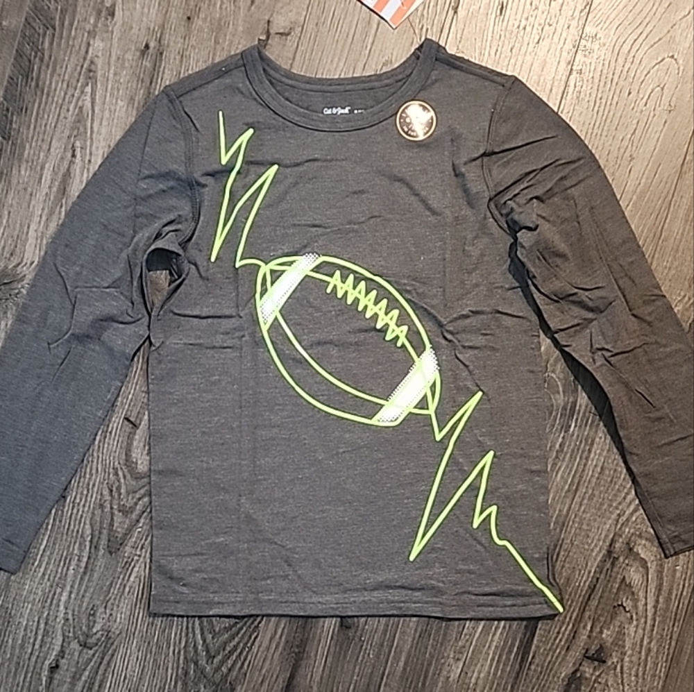 Boys Electric Football Graphic Long Sleeve T-Shirt Cat & Jack Charcoal Gray 8/10